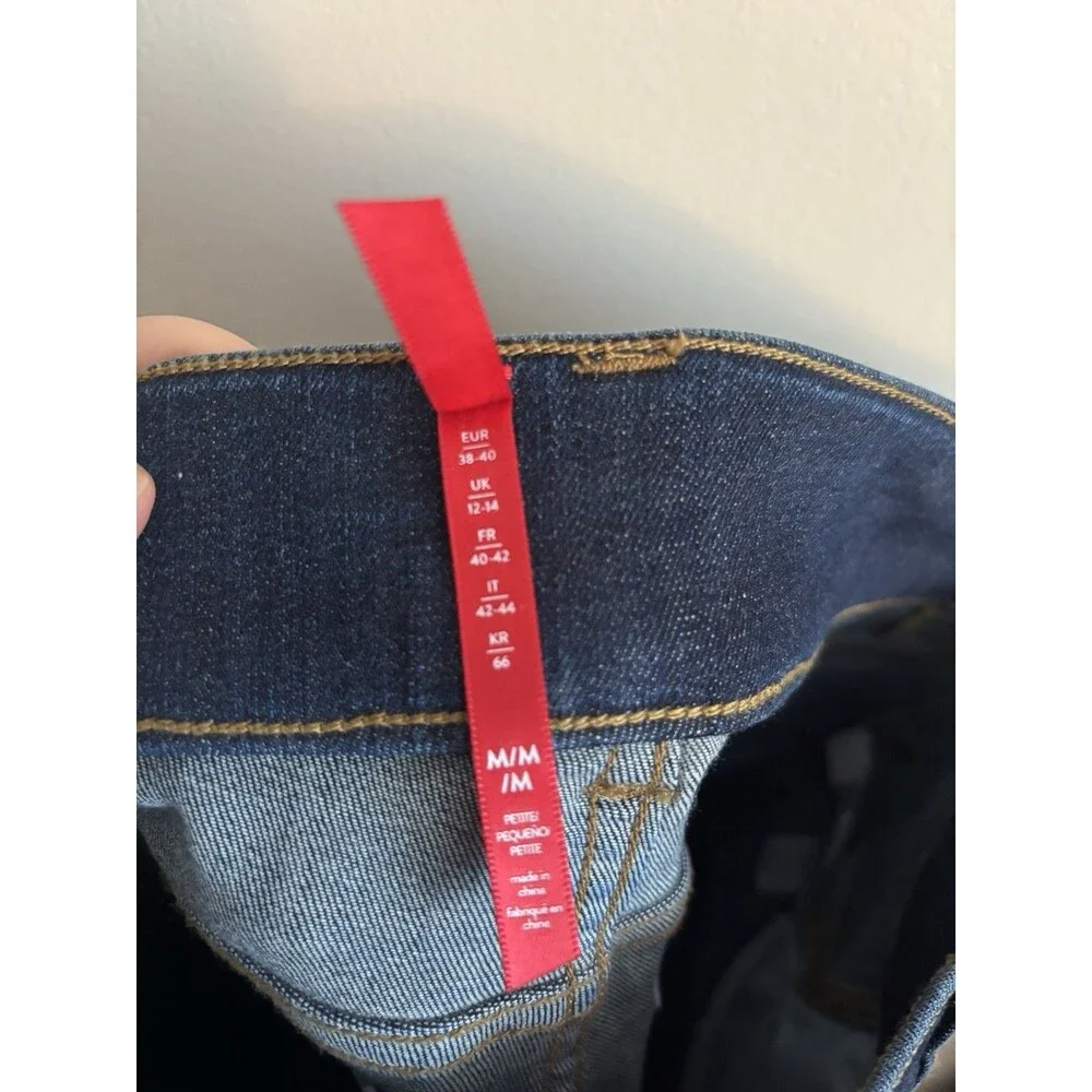 SPANX Womens Medium‎ Pull On Skinny Ankle Jeans Jeggings Pockets Blue Denim